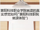 襄阳科技职业学院就读的真实感觉如何("襄阳科技职院就读体验")