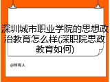 深圳城市职业学院的思想政治教育怎么样(深职院思政教育如何)