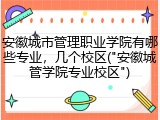安徽城市管理职业学院有哪些专业，几个校区("安徽城管学院专业校区")