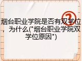 烟台职业学院是否有双学位，为什么("烟台职业学院双学位原因")
