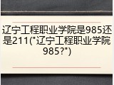 辽宁工程职业学院是985还是211("辽宁工程职业学院985?")