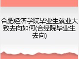 合肥经济学院毕业生就业大致去向如何(合经院毕业生去向)