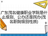 广东茂名健康职业学院是什么级别，公办还是民办(茂名职院级别性质)