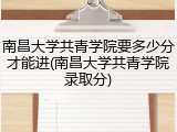 南昌大学共青学院要多少分才能进(南昌大学共青学院录取分)