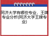 同济大学有哪些专业，王牌专业分析(同济大学王牌专业)