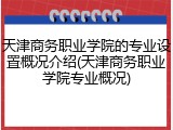 天津商务职业学院的专业设置概况介绍(天津商务职业学院专业概况)