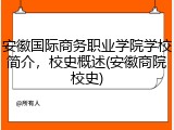 安徽国际商务职业学院学校简介，校史概述(安徽商院校史)