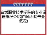 白城职业技术学院的专业设置概况介绍(白城职院专业概况)