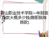 鞍山职业技术学院一年财政拨款大概多少钱(鞍职院年拨款)