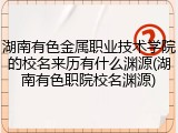 湖南有色金属职业技术学院的校名来历有什么渊源(湖南有色职院校名渊源)