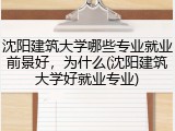 沈阳建筑大学哪些专业就业前景好，为什么(沈阳建筑大学好就业专业)