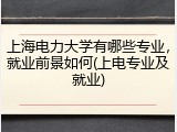 上海电力大学有哪些专业，就业前景如何(上电专业及就业)
