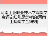 河南工业职业技术学院奖学金评定细则是怎样的(河南工院奖学金细则)