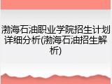 渤海石油职业学院招生计划详细分析(渤海石油招生解析)