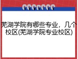 芜湖学院有哪些专业，几个校区(芜湖学院专业校区)