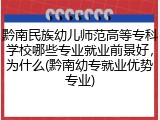 黔南民族幼儿师范高等专科学校哪些专业就业前景好，为什么(黔南幼专就业优势专业)