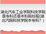 湖北汽车工业学院科技学院是专科还是本科院校呢(湖北汽院科技学院本专科？)