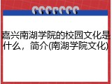 嘉兴南湖学院的校园文化是什么，简介(南湖学院文化)