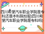 四川希望汽车职业学院是专科还是本科院校呢(四川希望汽车职业学院是专科吗)