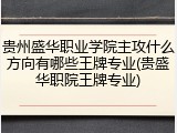 贵州盛华职业学院主攻什么方向有哪些王牌专业(贵盛华职院王牌专业)