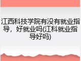 江西科技学院有没有就业指导，好就业吗(江科就业指导好吗)