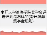 南开大学滨海学院奖学金评定细则是怎样的(南开滨海奖学金细则)