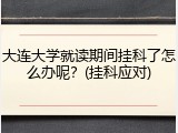 大连大学就读期间挂科了怎么办呢？(挂科应对)