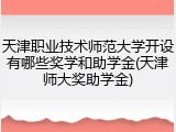 天津职业技术师范大学开设有哪些奖学和助学金(天津师大奖助学金)