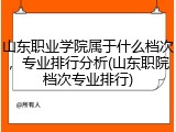 山东职业学院属于什么档次，专业排行分析(山东职院档次专业排行)
