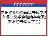 安阳幼儿师范高等专科学校有哪些奖学金和助学金呢(安阳幼专奖助学金)