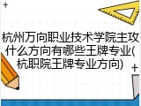 杭州万向职业技术学院主攻什么方向有哪些王牌专业(杭职院王牌专业方向)