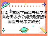 黔南民族医学高等专科学校高考需多少分能录取呢(黔南医专高考录取分)