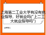 上海第二工业大学有没有就业指导，好就业吗("上二工大就业指导吗")