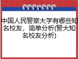 中国人民警察大学有哪些知名校友，简单分析(警大知名校友分析)