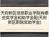 天府新区信息职业学院有哪些奖学金和助学金呢(天府新区职院奖助学金)