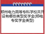 郑州电力高等专科学校共开设有哪些类型奖学金(郑电专奖学金类型)