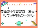 菏泽职业学院是双一流大学吗?(菏泽职院双一流吗)