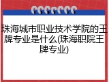 珠海城市职业技术学院的王牌专业是什么(珠海职院王牌专业)