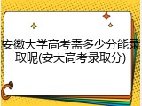 安徽大学高考需多少分能录取呢(安大高考录取分)