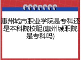 惠州城市职业学院是专科还是本科院校呢(惠州城职院是专科吗)