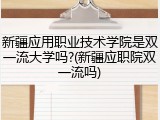 新疆应用职业技术学院是双一流大学吗?(新疆应职院双一流吗)