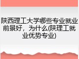 陕西理工大学哪些专业就业前景好，为什么(陕理工就业优势专业)