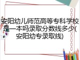 安阳幼儿师范高等专科学校是一本吗录取分数线多少(安阳幼专录取线)