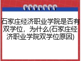 石家庄经济职业学院是否有双学位，为什么(石家庄经济职业学院双学位原因)