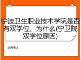 宁波卫生职业技术学院是否有双学位，为什么(宁卫院双学位原因)