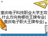 重庆电子科技职业大学主攻什么方向有哪些王牌专业(重庆电子职大王牌专业)
