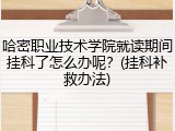 哈密职业技术学院就读期间挂科了怎么办呢？(挂科补救办法)