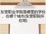 东营职业学院是哪里的学校，在哪个城市(东营职院所在地)
