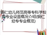 铜仁幼儿师范高等专科学校的专业设置概况介绍(铜仁幼专专业概览)
