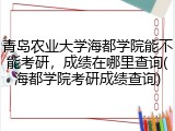 青岛农业大学海都学院能不能考研，成绩在哪里查询(海都学院考研成绩查询)